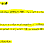One day absent note to boss
