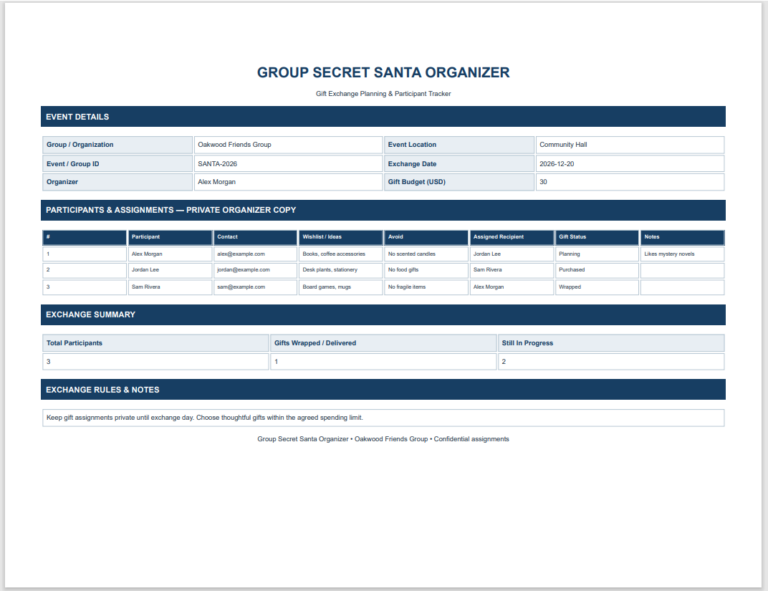 Group Secret Santa Organizer