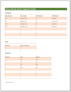 Santa Excel Group Secret Santa Organizer Sheet for Excel | Download/Save