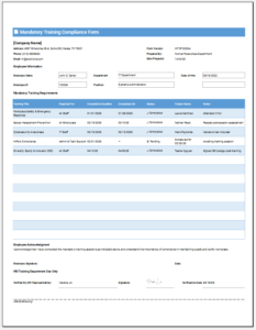 Employee Training Forms for Planning Tracking and Evaluation