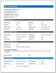 Retraining Training Form Employee Training Forms for Planning Tracking and Evaluation