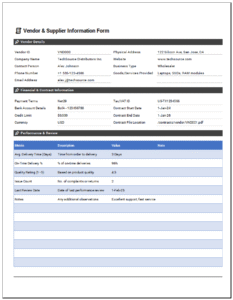 Vendor & Supplier Information Form