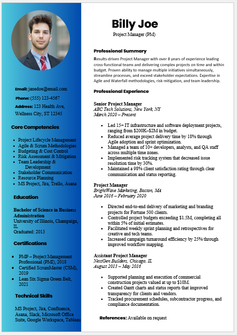 Project Manager Resume Template