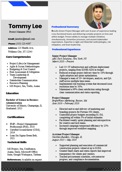 Project Manager Resume Template