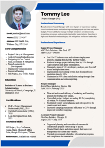 Project Manager Resume Template