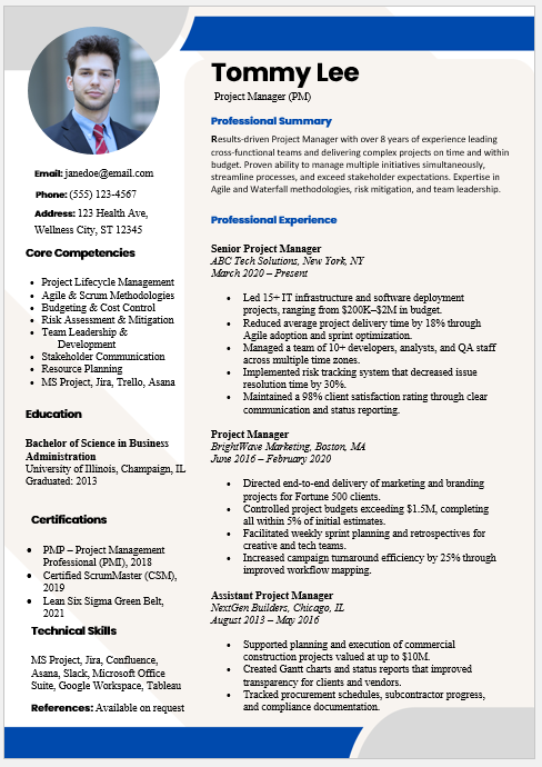 Project Manager Resume Template