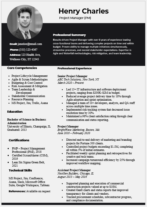 Project Manager Resume Template