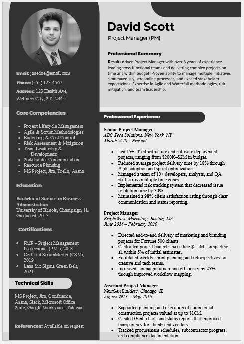 Project Manager Resume Template