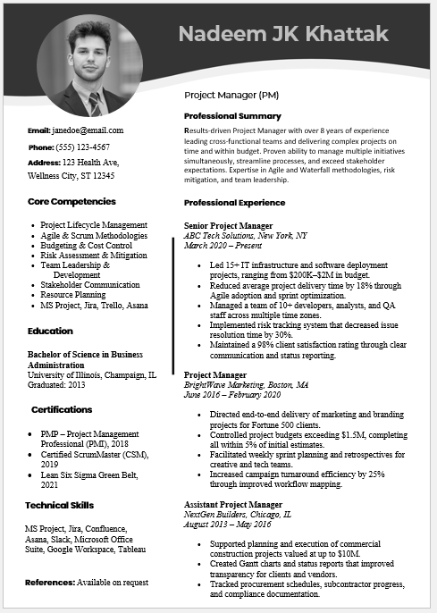 Project Manager Resume Template