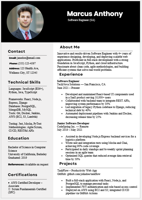 Software Engineer Resume Template