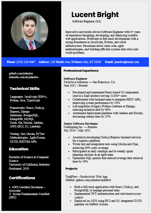 Software Engineer Resume Template
