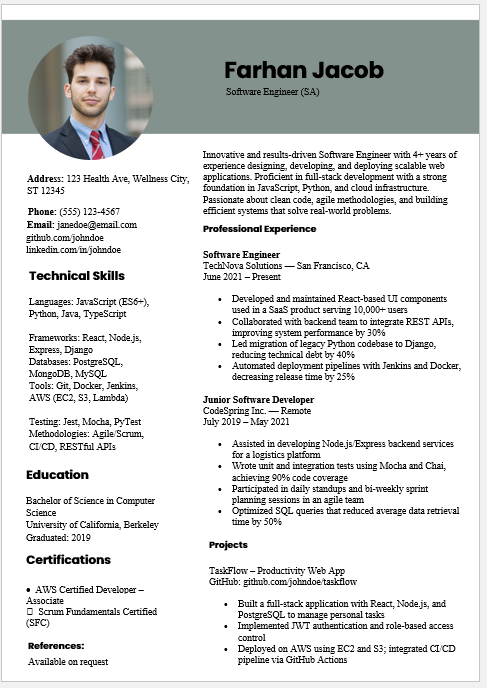 Software Engineer Resume Template