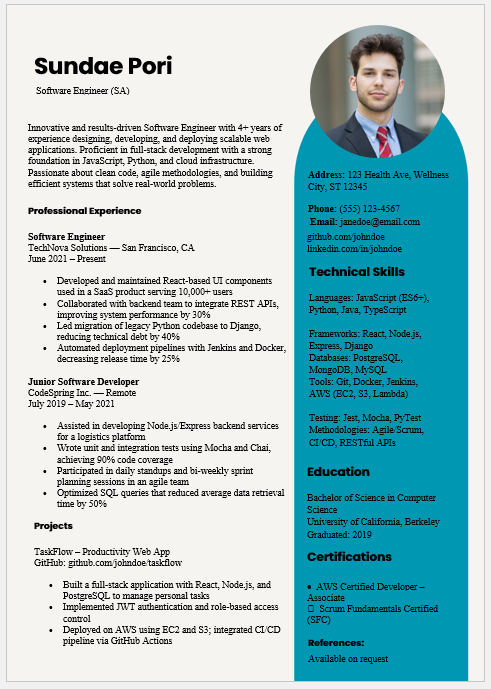Software Engineer Resume Template