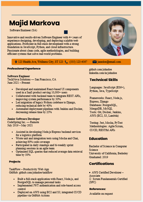 Software Engineer Resume Template