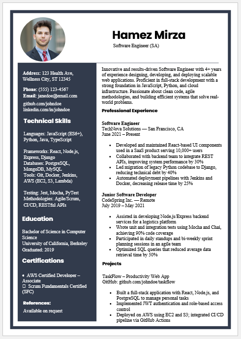 Software Engineer Resume Template