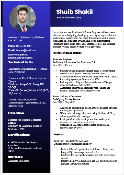 Software Engineer Resume Template