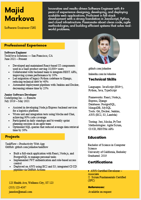 Software Engineer Resume Template