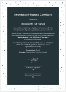 Attendance Milestone Certificate