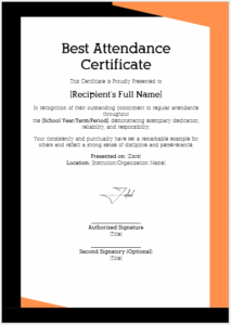 Best Attendance Certificate