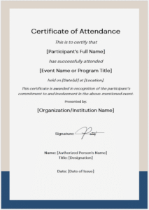 Certificate of Attendance