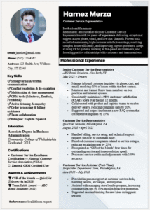 Customer Service Representative Resume Template