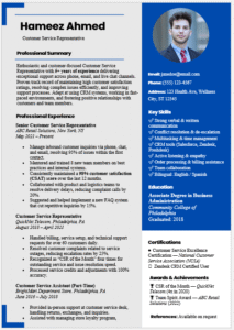Customer Service Representative Resume Template