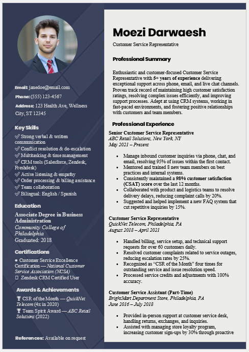 Customer Service Representative Resume Template