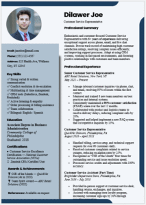 Customer Service Representative Resume Template