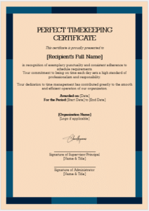 Perfect Timekeeping Certificate