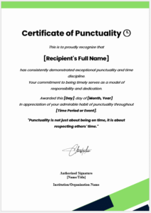 Punctuality Certificate