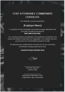 Staff Attendance Commitment Certificate
