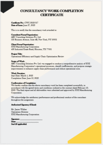 Consultancy Work Completion Certificate