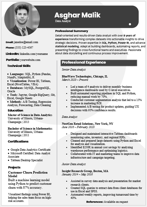 Data Analyst Resume Template