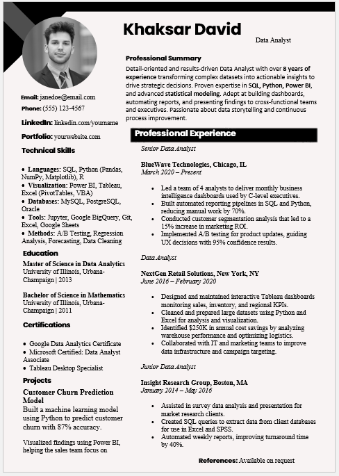 Data Analyst Resume Template