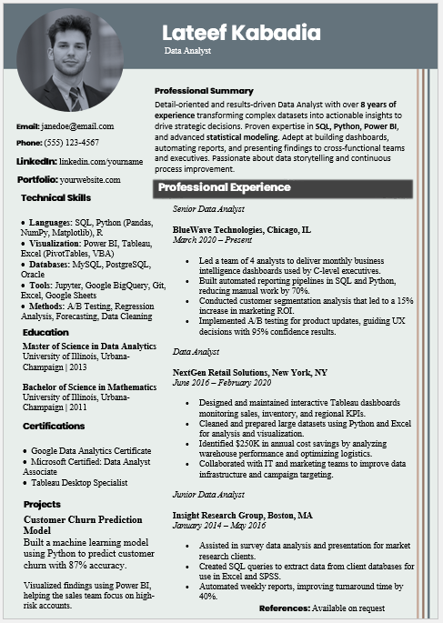 Data Analyst Resume Template