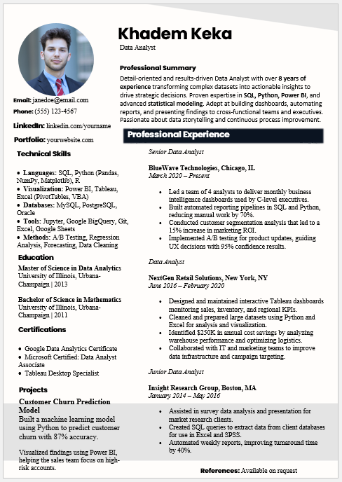 Data Analyst Resume Template