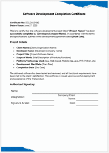 Software Development Completion Certificate