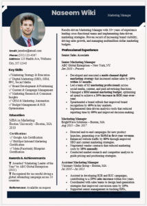 Marketing Manager Resume Template