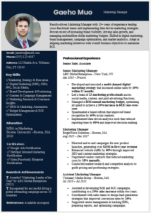 Marketing Manager Resume Template
