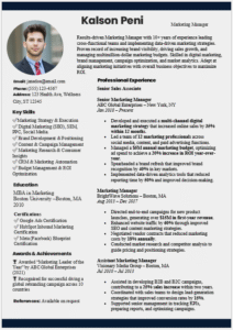 Marketing Manager Resume Template