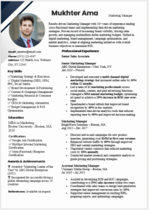 Marketing Manager Resume Template