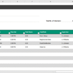 Volunteer Work Hour Schedule Sheet Template for Excel