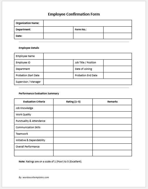 Employee Confirmation Form
