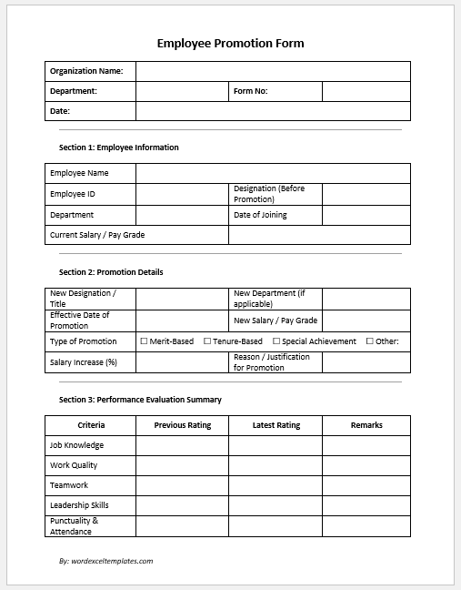 Employee Promotion Form