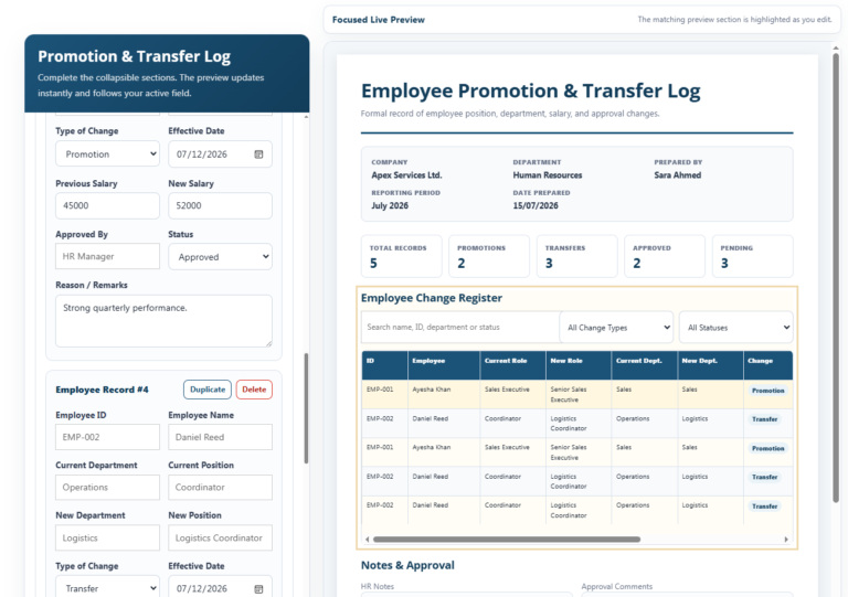 Employee Promotion and Transfer Log