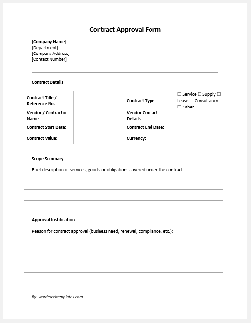 Contract Approval Form