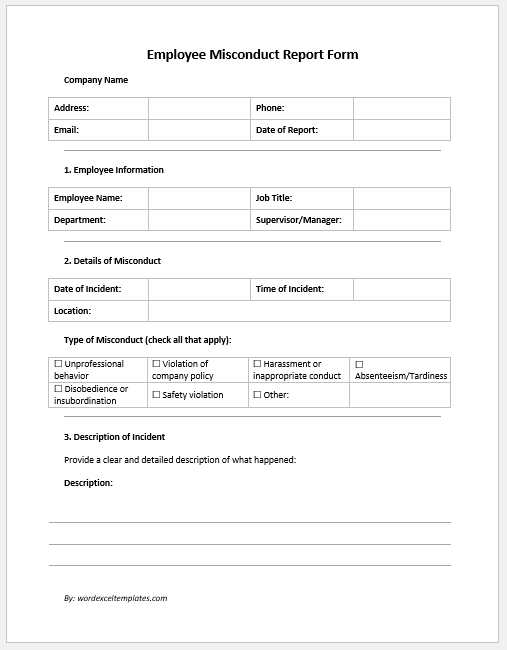 Employee Misconduct Report Form