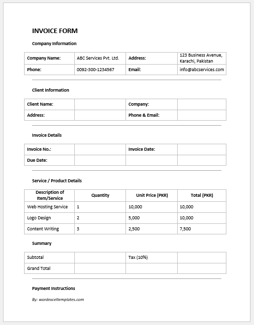 INVOICE FORM