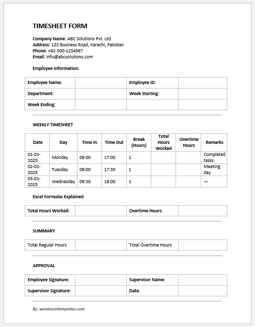 TIMESHEET FORM