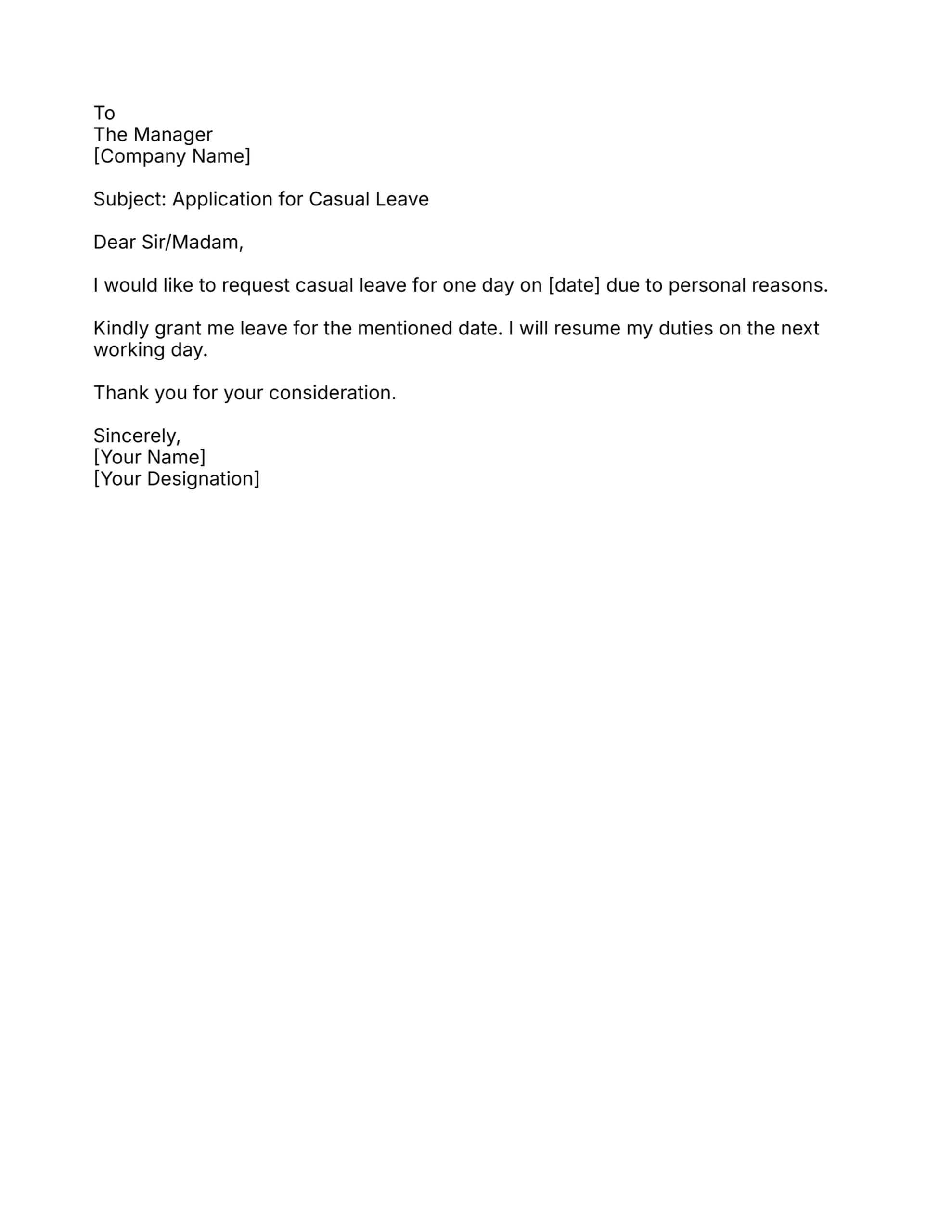 Simple Casual Leave Application